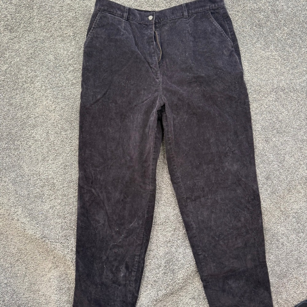 LL Bean Womens 18 Tall Black Corduroy Pants Straight Leg High Rise 0BMK2